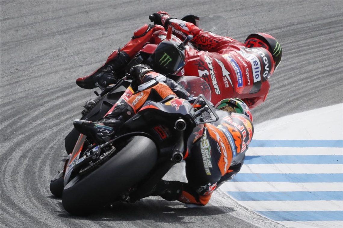 Bagnaia zmagovalec dirke v Jerezu, na stopničkah dva KTM-a