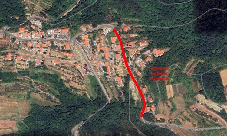 Popolna zapora ceste Šmarje–Pomjan zaradi asfaltiranja
