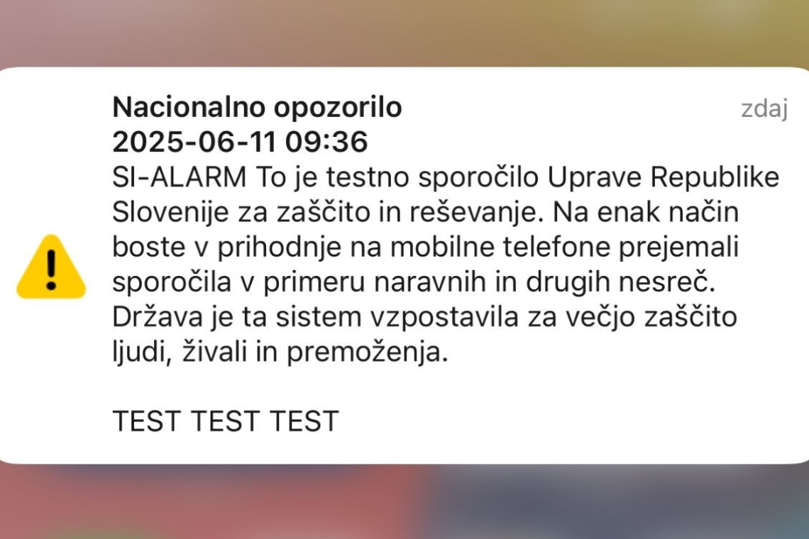 Zadnjo soboto v septembru testiranje novega sistema alarmiranja SI-Alarm
