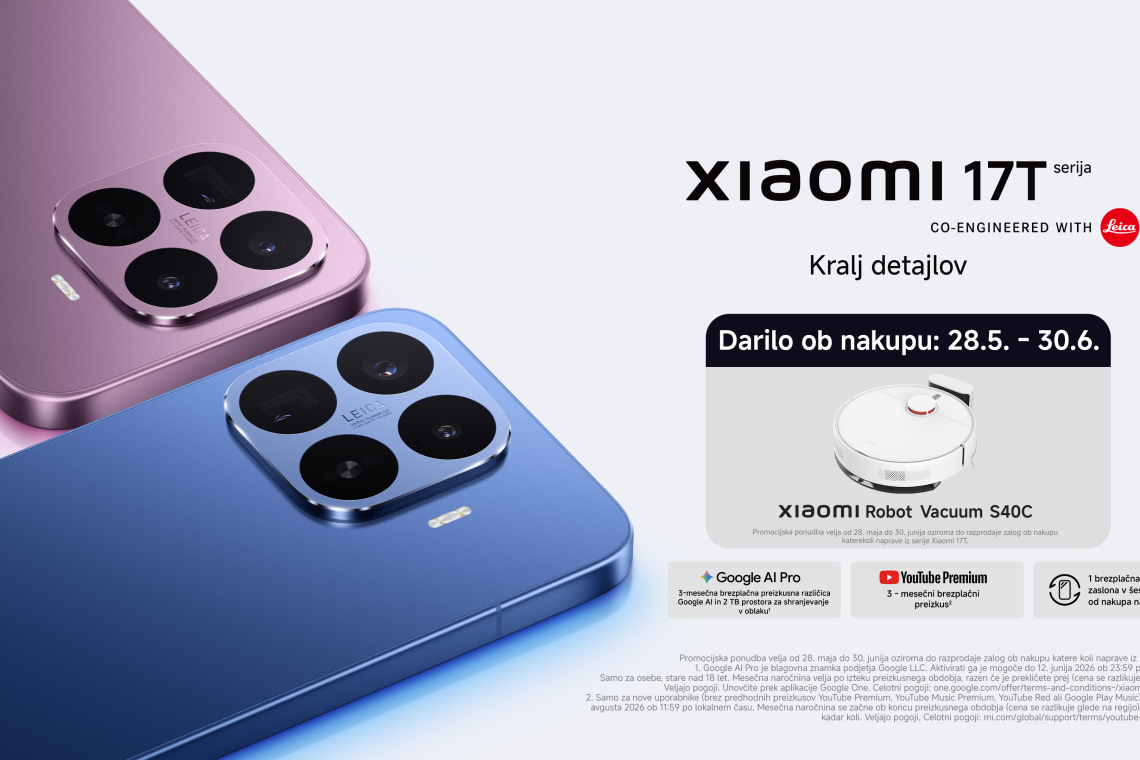 Xiaomi predstavlja serijo Xiaomi 17T v dveh velikostih, s tremi kamerami in inovativno fotografsko funkcijo Leica Live Moment